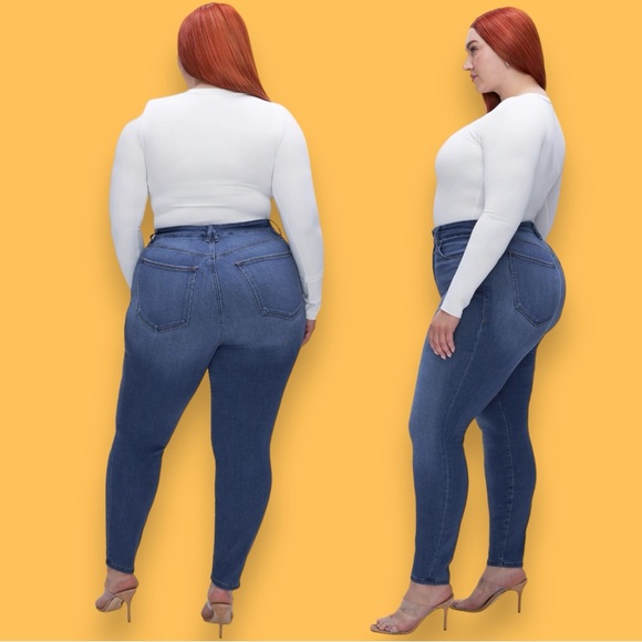 🎉 HP!🎉 NWT Good American “Good Waist” Skinny Jeans in Blue796. Size 18 👖 - Picture 2 of 16